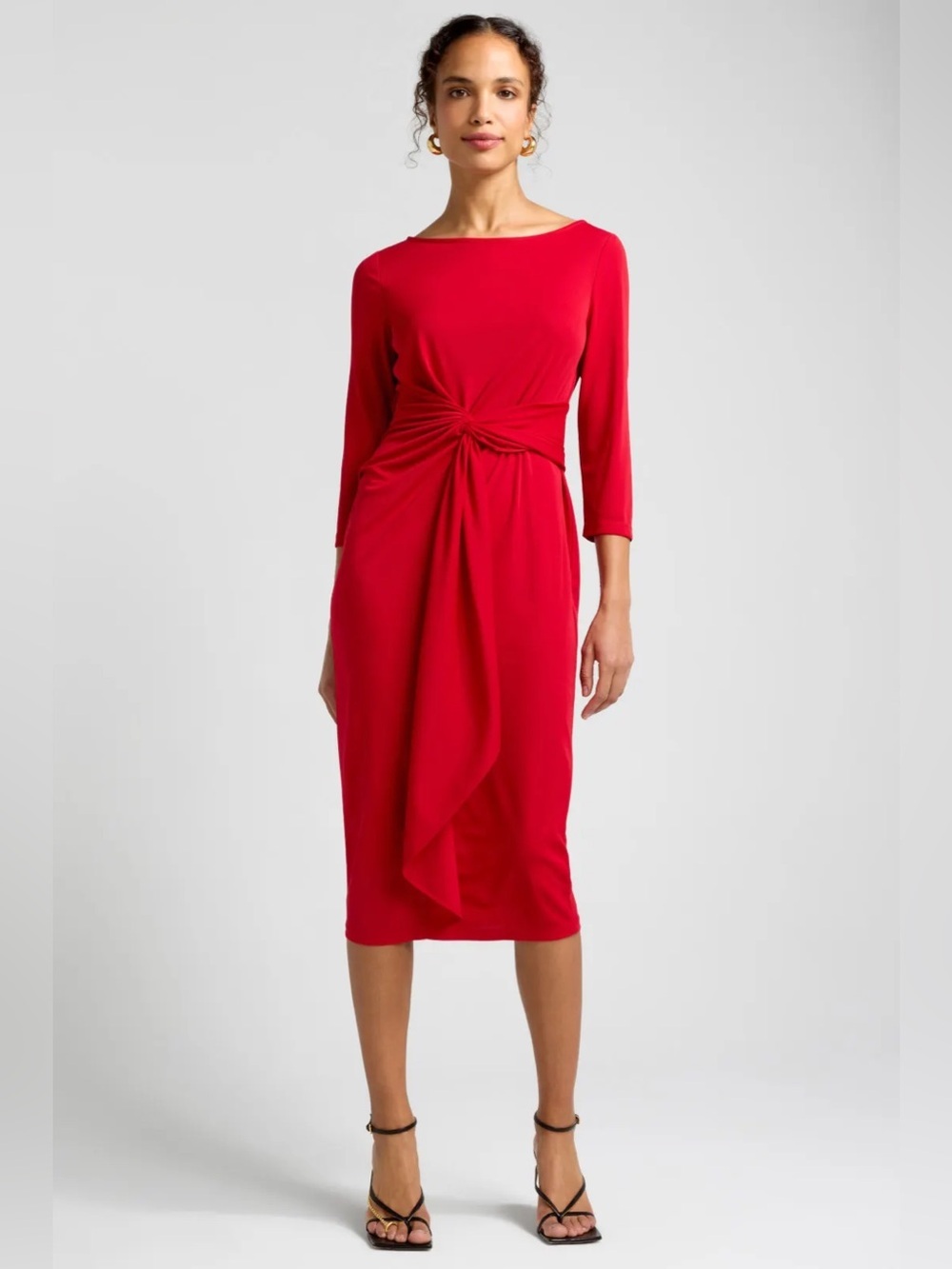 Lauren Ralph Lauren Twist-Front Stretch Jersey Midi Dress Size 16